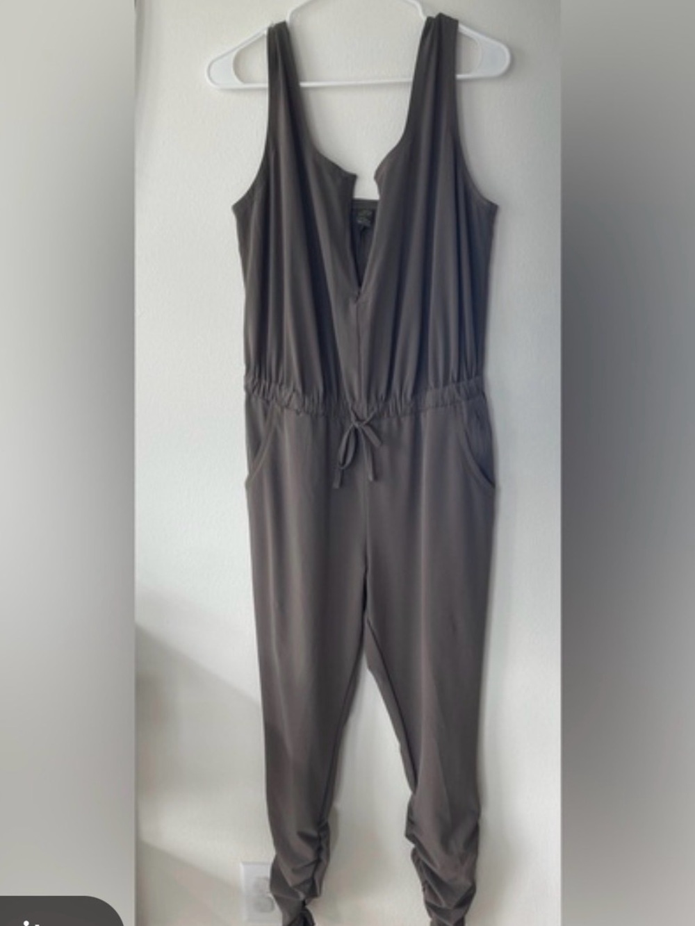 Prana Gray Sleeveless Drawstring Jumpsuit